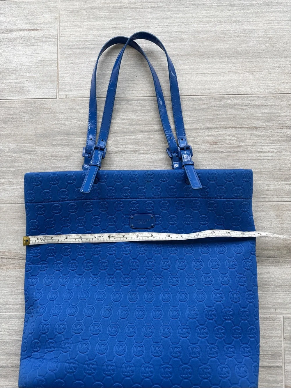 Michael Kors Bright Blue Embossed MK Tote